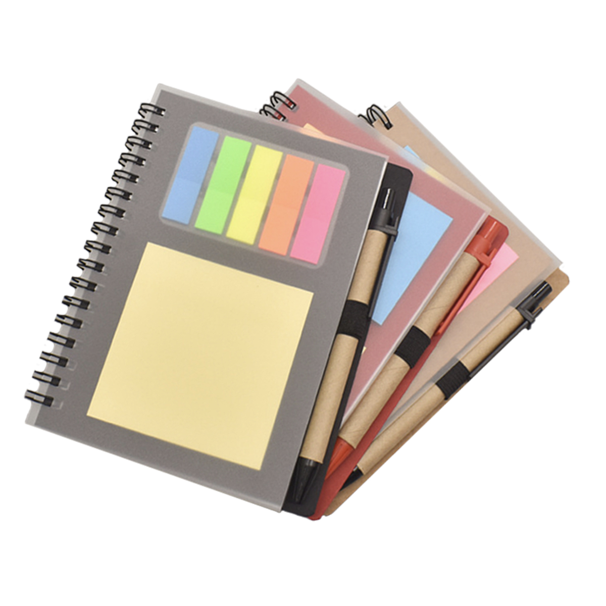 Transparent PP Cover Notebook with Pen and Post it Pad